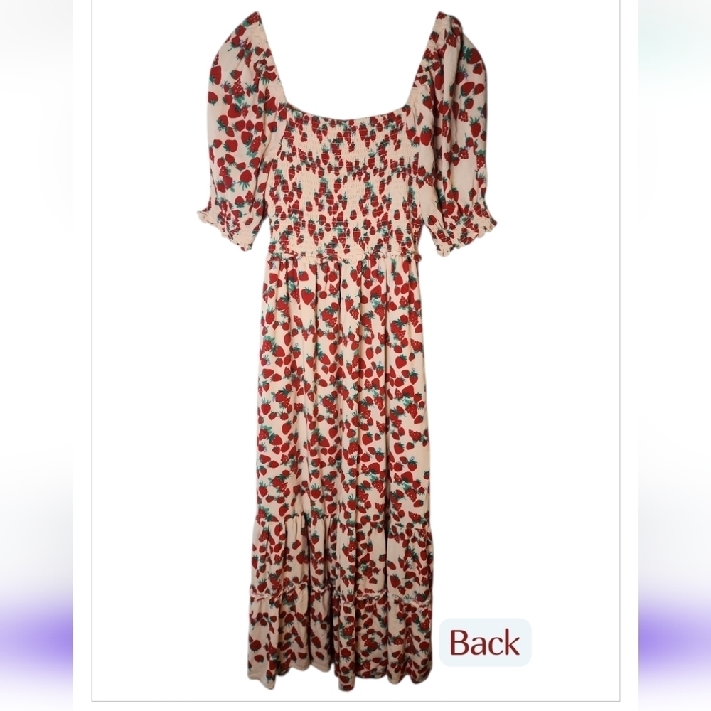 Betsey Johnson Strawberry Field Prairie Lined Maxi Dress Women Small Cottagecore - Picture 6 of 12